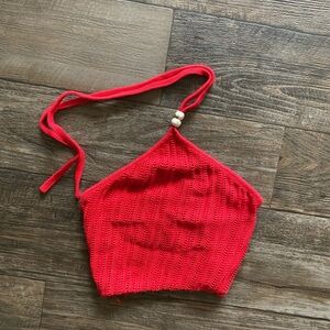 Cotton On Vibrant Red Crochet Top